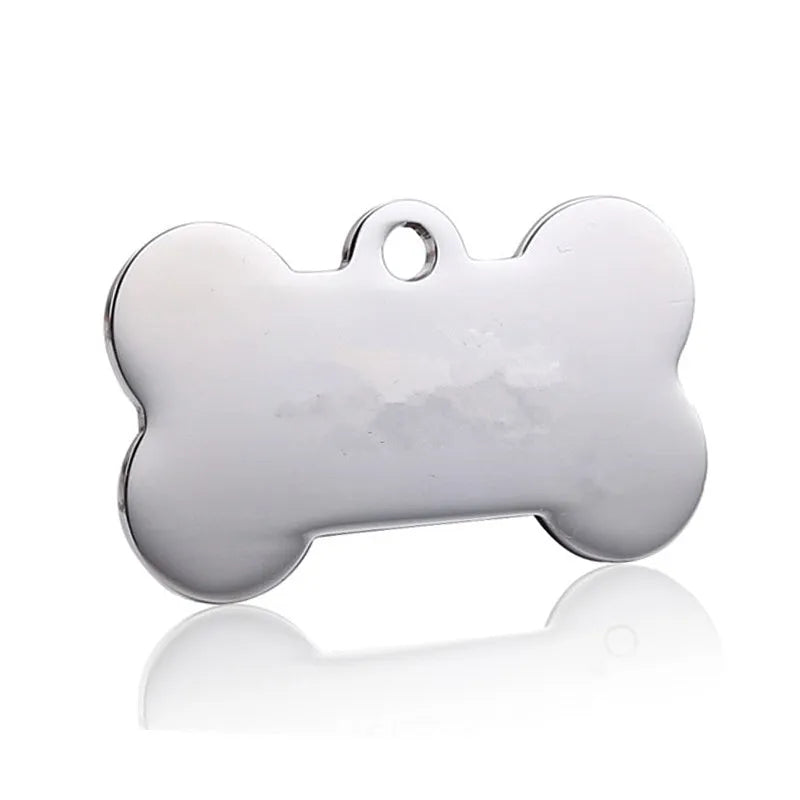 Personalised stainless steel pet ID tag with free engraving in black, gold, rose gold, or silver for dog and cat collars