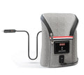 Grey Oxford cloth car USB baby bottle warmer showing temperature display and dual bottle capacity