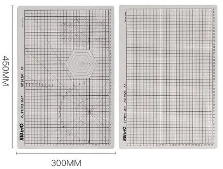 A3 self healing cutting mat with centimetre grid lines in green, black, or grey colour options