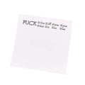 Square 75mm sticky notes with novelty British English cover designs including Fuck Sticky Notes
