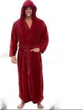Warm men's plus size thick hooded long sleeve cotton nightgown cardigan in gray