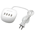 White dual USB wall charger with EU plug style on a plain background