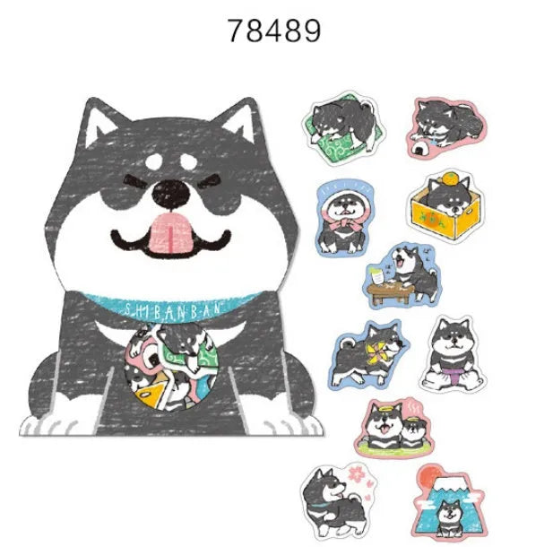 Pack of irregular-shaped dog stickers for hand account decoration in assorted colours