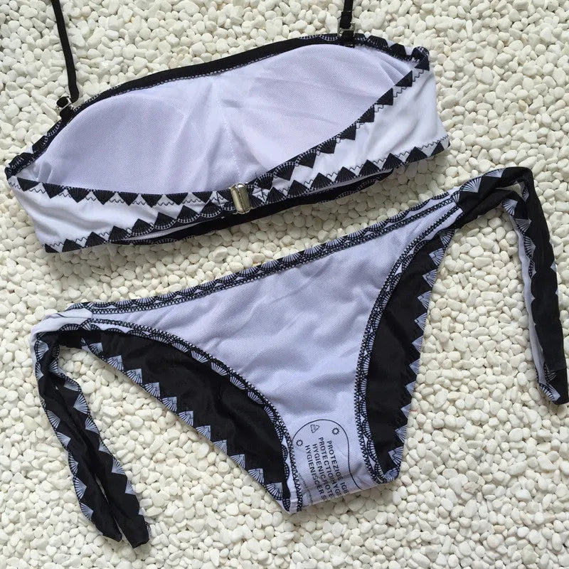 Strapless bikini set for women with tie side bottom available in S M L