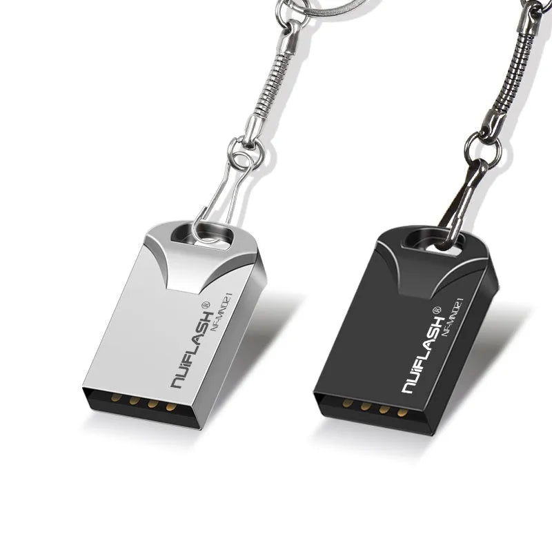 Mini USB flash drive in black and silver colours, 4GB to 128GB capacity, USB 2.0 compatible