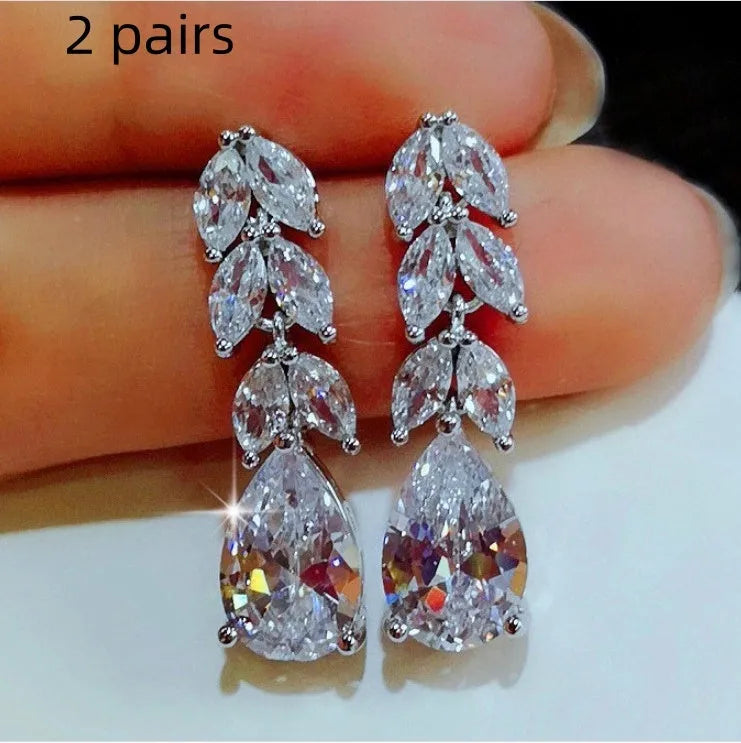 Women's silver alloy hoop earrings, not inlaid, 1 or 2 pairs, for wedding and party wear