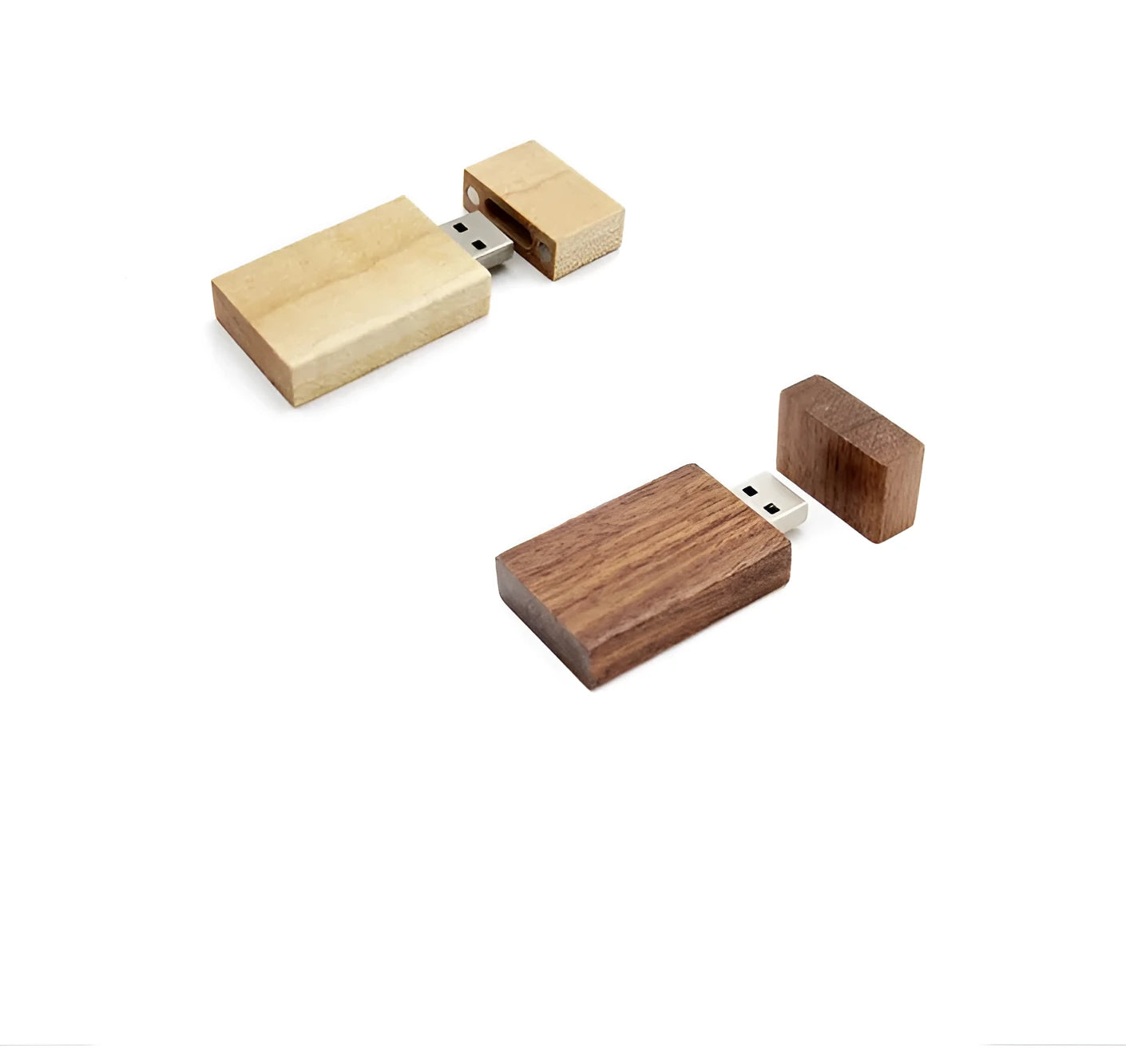 USB 3.0 wooden U disk 32GB flash drive in khaki colour with large square wooden box
