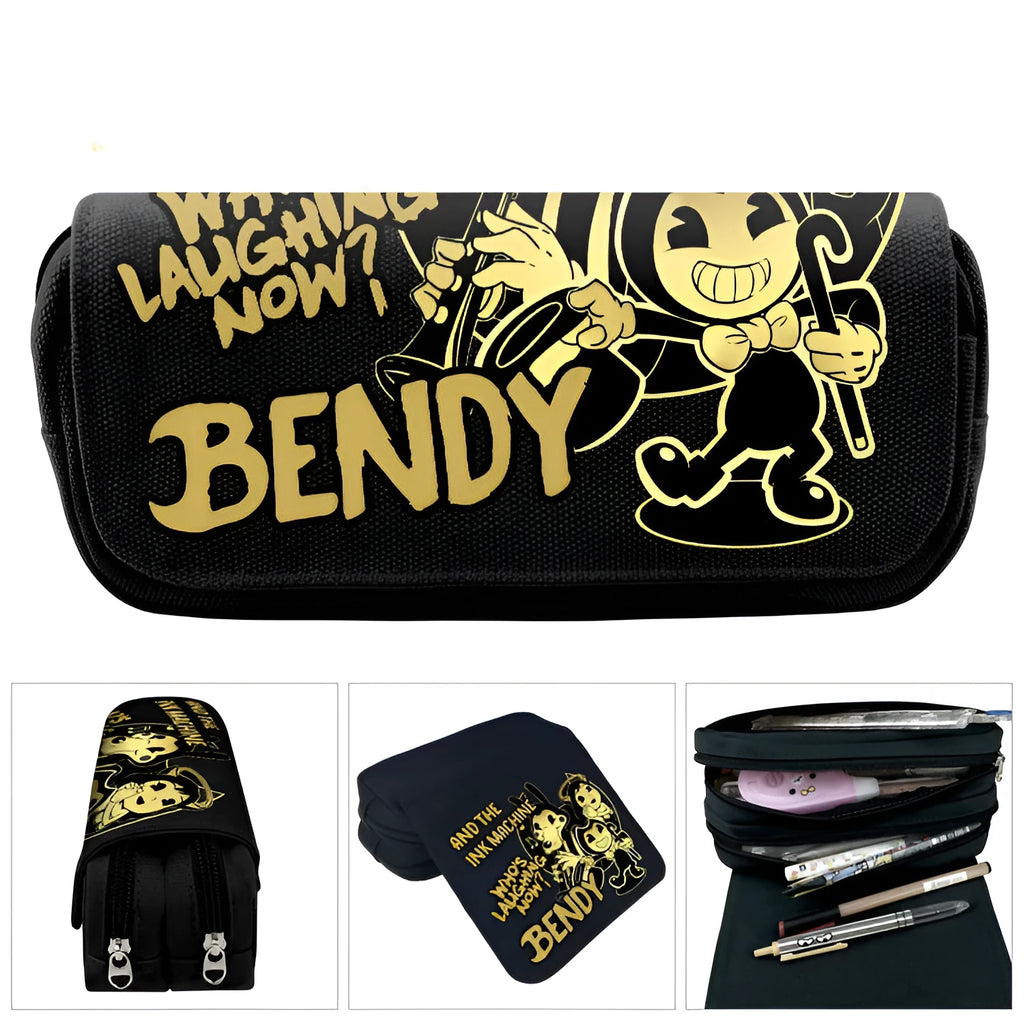 Canvas pencil case with cartoon print, 20x9x6.5cm, in one of four colour styles