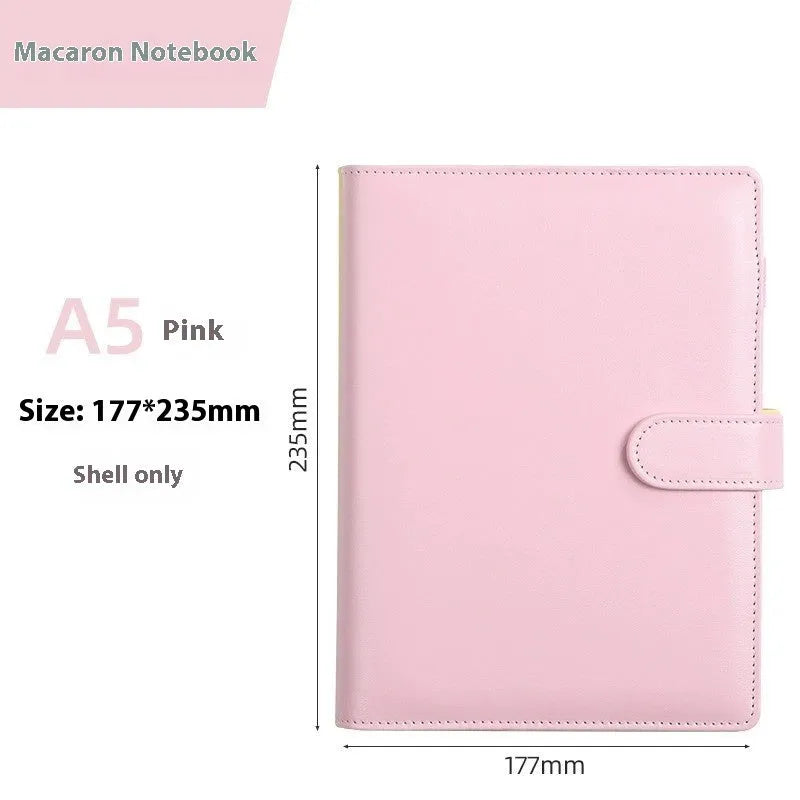A5 PU leather zipper notebook shell in multiple colour options showing zipper closure and solid colour design