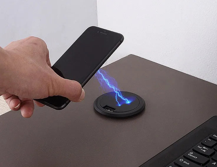 60mm round embedded wireless phone charger for desk and table installation