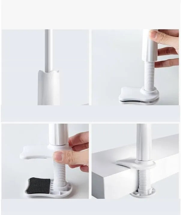 Mobile phone bracket with spiral clip base and alloy bent pipe in black 80cm length