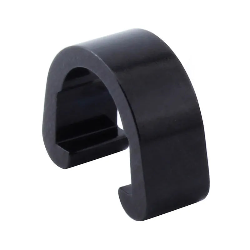 Pack of ten small aluminium alloy C-shaped buckles in assorted colours.
