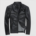 Black polyurethane leather casual jacket for men, Asian sizing available from M to 3XL