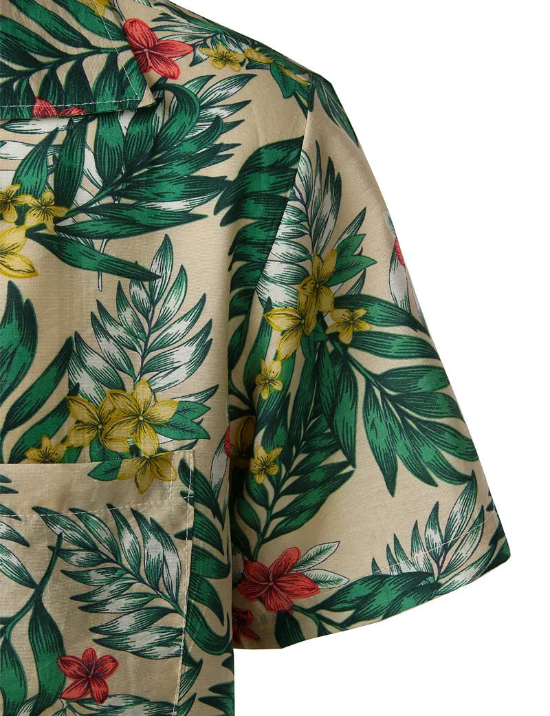 Men's white short sleeve shirt with Windsor collar and novelty pattern, extra wide fit, Asian sizes