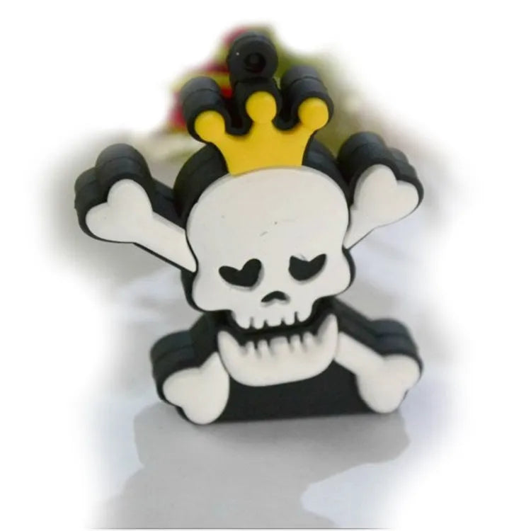 Halloween skeleton skull USB flash drive with PVC shell and attached chain