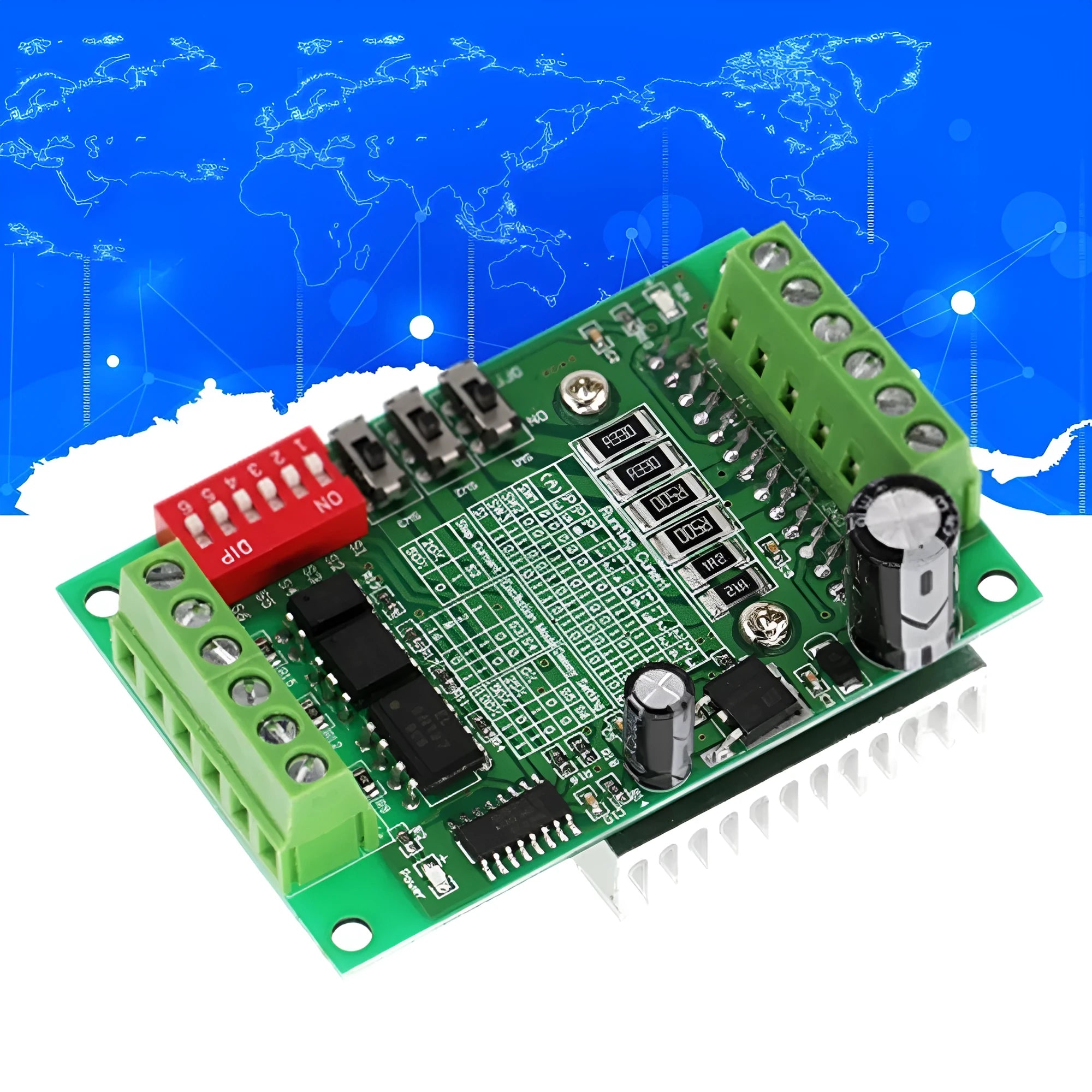 TB6560 stepper motor driver board module with heatsink and connection terminals