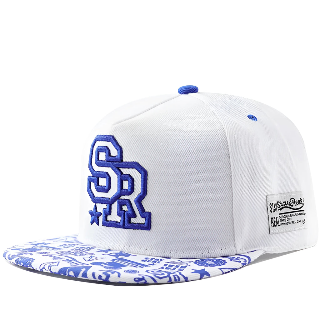 Adjustable black cotton baseball cap with embroidered lettering on the front, showing dome crown shape.