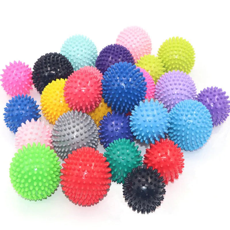 Fascial ball point massage ball in green, 9cm diameter, made from PVC PU and rubber