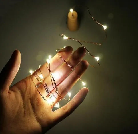 Flexible silver wire LED string light with bottle stopper for wine bottle decoration