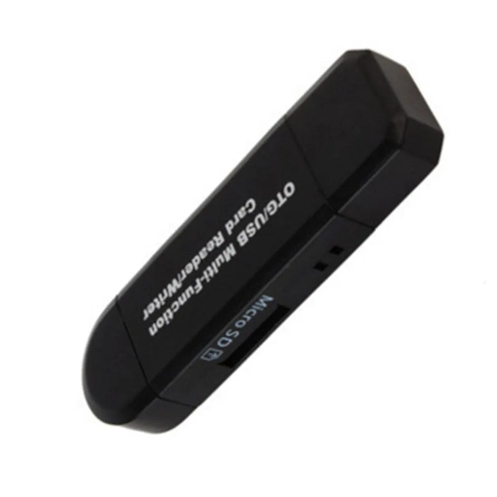 Multifunctional OTG machine card reader in black colour with USB 2.0 interface for SD and TF cards
