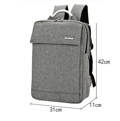 Double shoulder nylon laptop backpack for 15 inch notebook in black colour