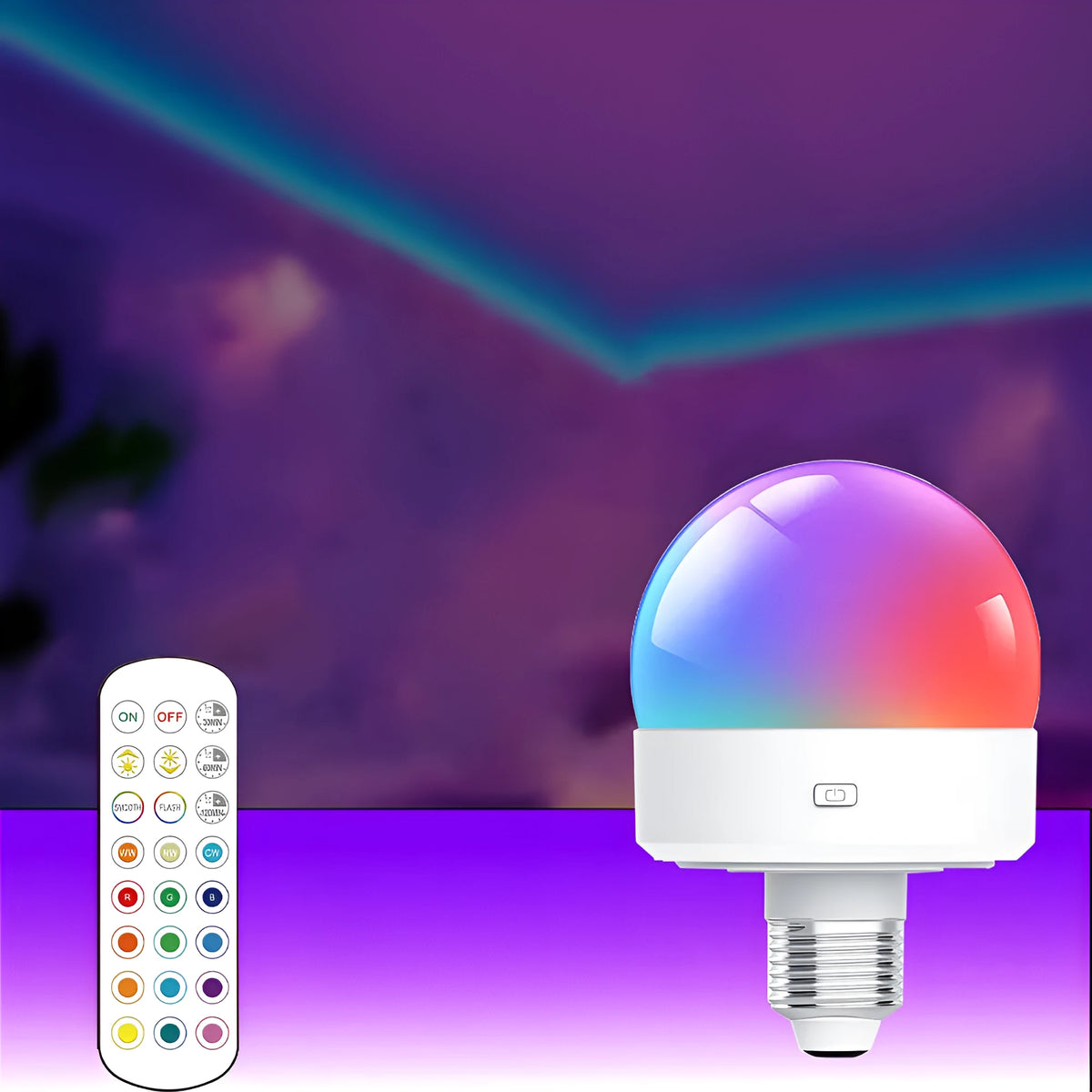 Rechargeable RGB LED atmosphere bulb 3.5W with remote control, bulb base and charging cable