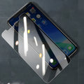 9D tempered glass privacy screen protector for Apple iPhone models 11, X, XR, and XS.