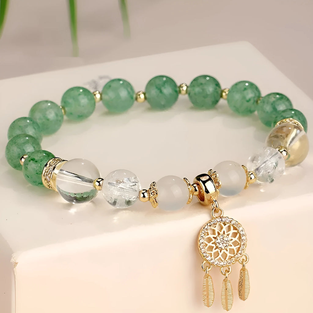 Women's Chinese style electroplated crystal tassel bracelet with diamond-shaped charms