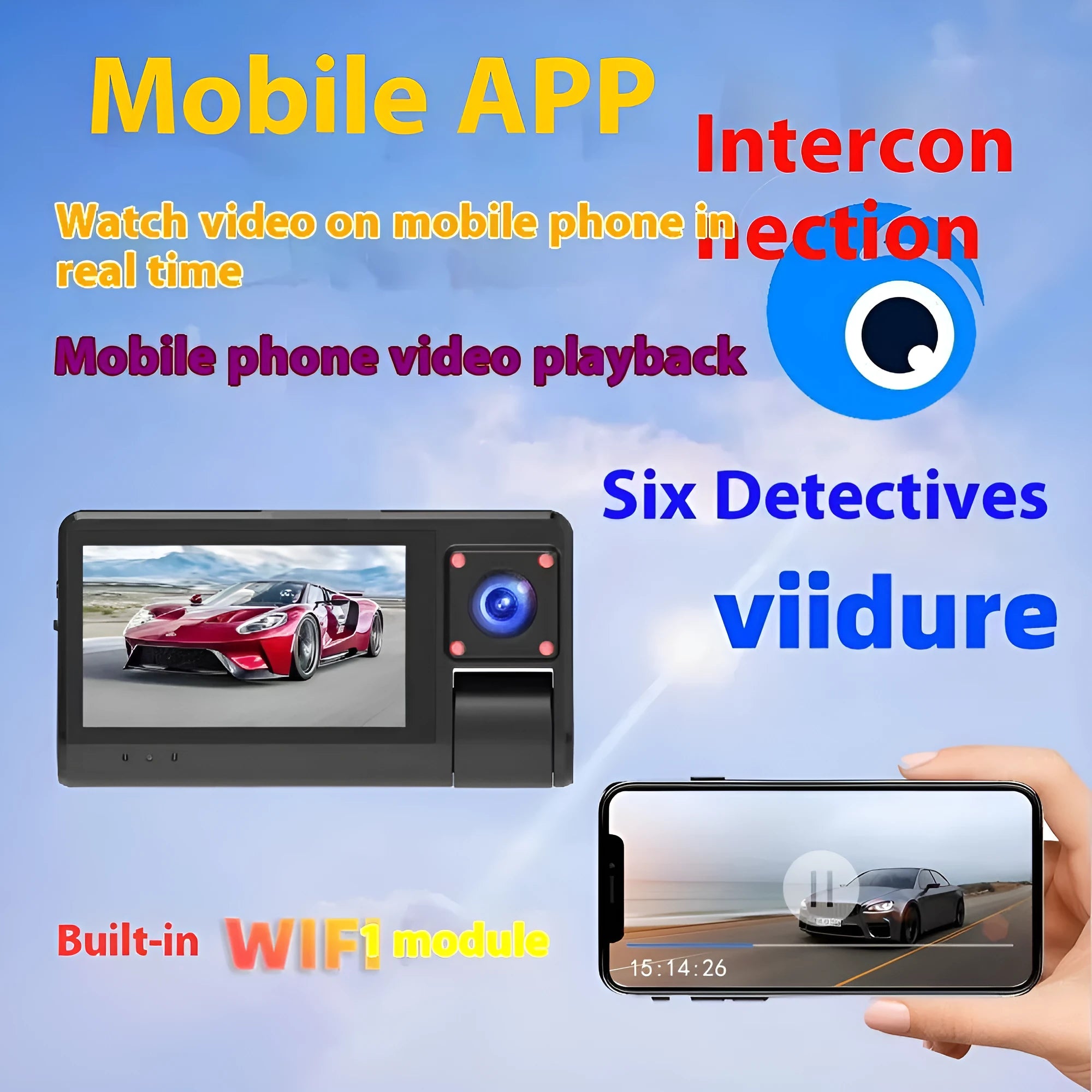 G50 black driving recorder with 3-inch touch screen for windshield mounting