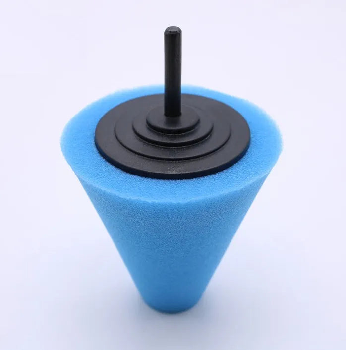 Car polishing sponge disc with net steel ring and 6mm handle, colour-coded for different abrasiveness levels