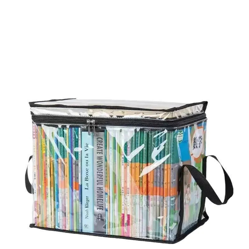 Large white foldable PVC buggy bag with transparent panels and sealing function.