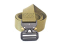 Cobra buckle tactical belt in nylon and zinc alloy, 125cm x 3.8cm, shown in Army Green, Black, and Khaki