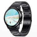 LEMFO LF26 smart bracelet showing 1.3 inch screen and side button in silver and brown colour option.