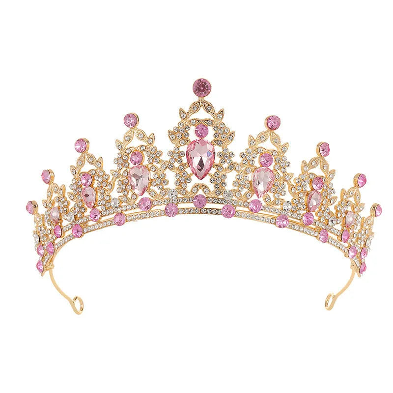 A silver and rhinestone baroque bride crown headdress with intricate detailing on a white background.