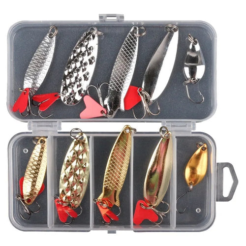 Pineapple sequin box iron fishing lure with gold and silver metal sequins in packaged sets