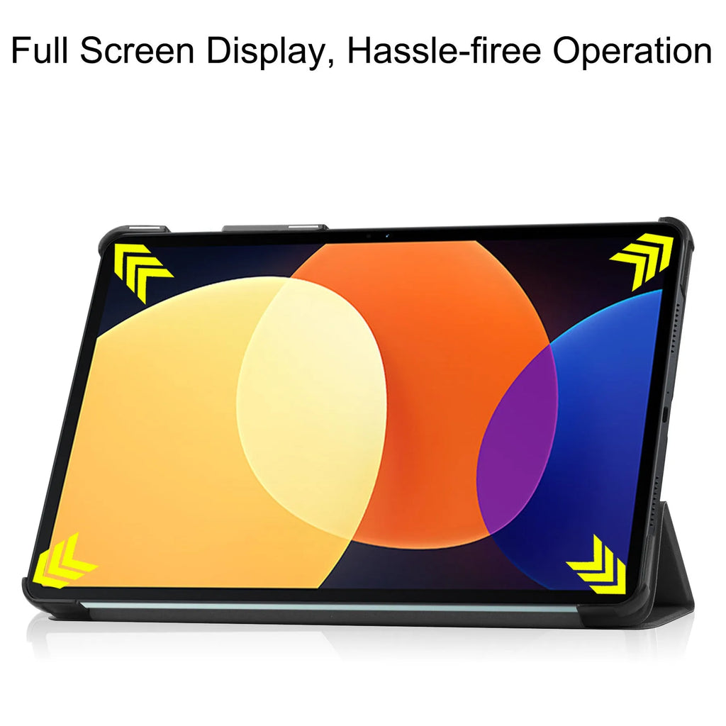 Black ultra thin protective case for Xiaomi Tablet 5 Pro 12.4, PU and PC shell, 290x190x11mm
