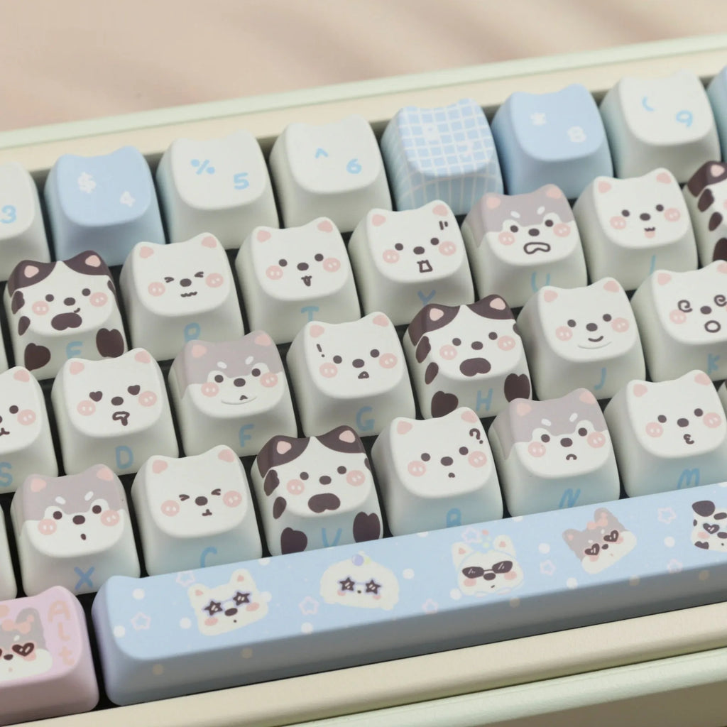 PBT sublimation key cap full set with puppy pattern design for mechanical keyboards