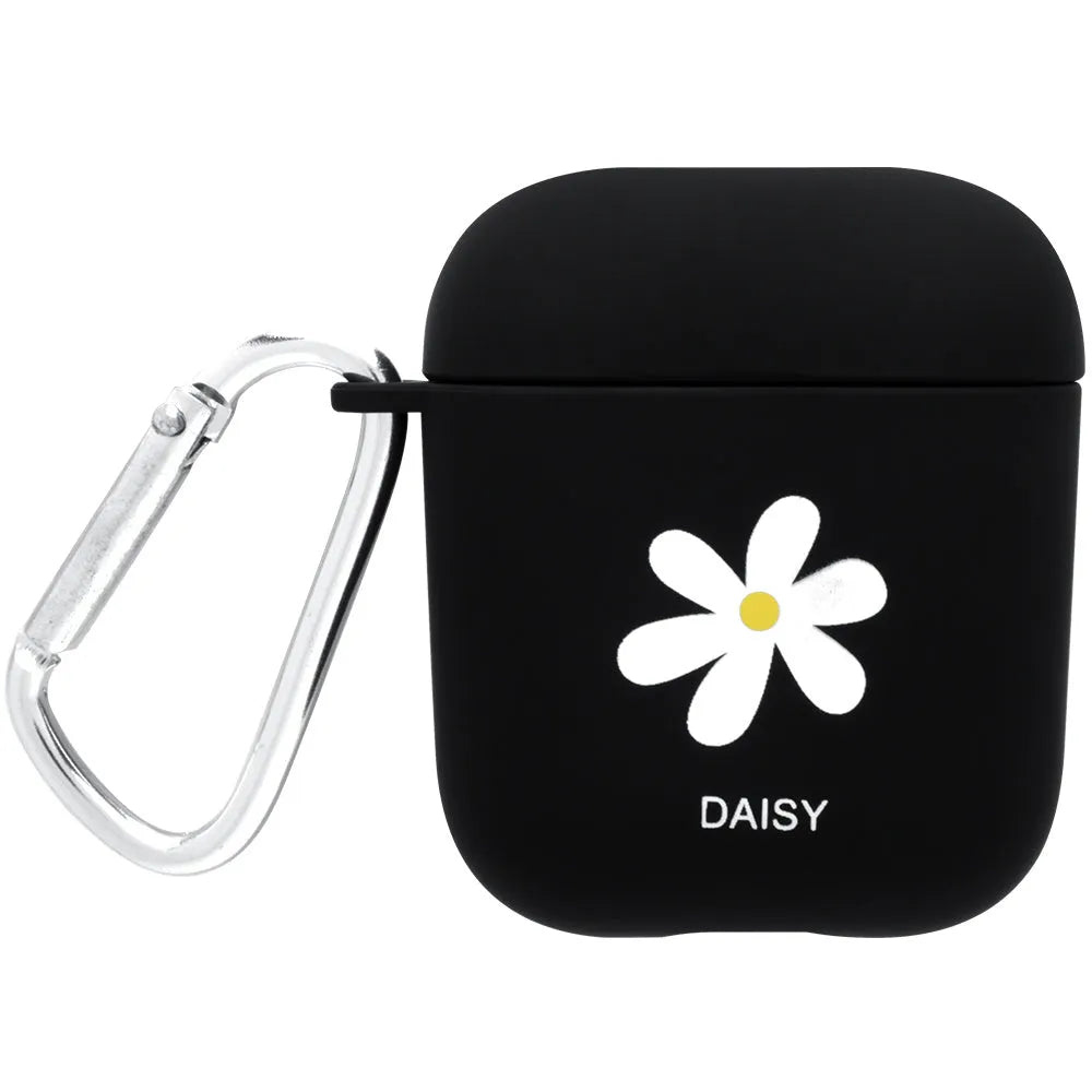 AirPods case cover in PC plastic with decorative patterns including flower and smiley face designs