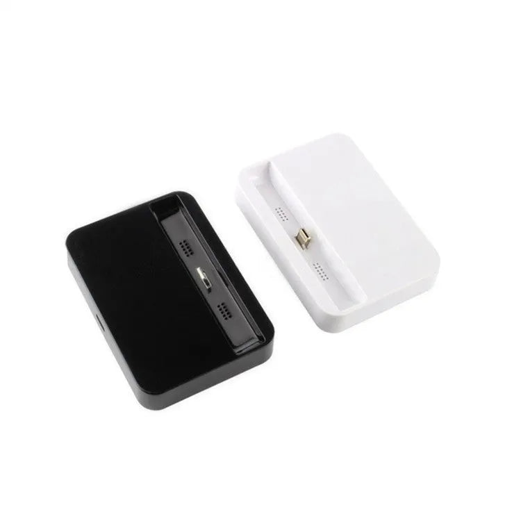 Portable 8 pin charging base dock for iPhone and iPod Touch, black or white, compact desk cradle