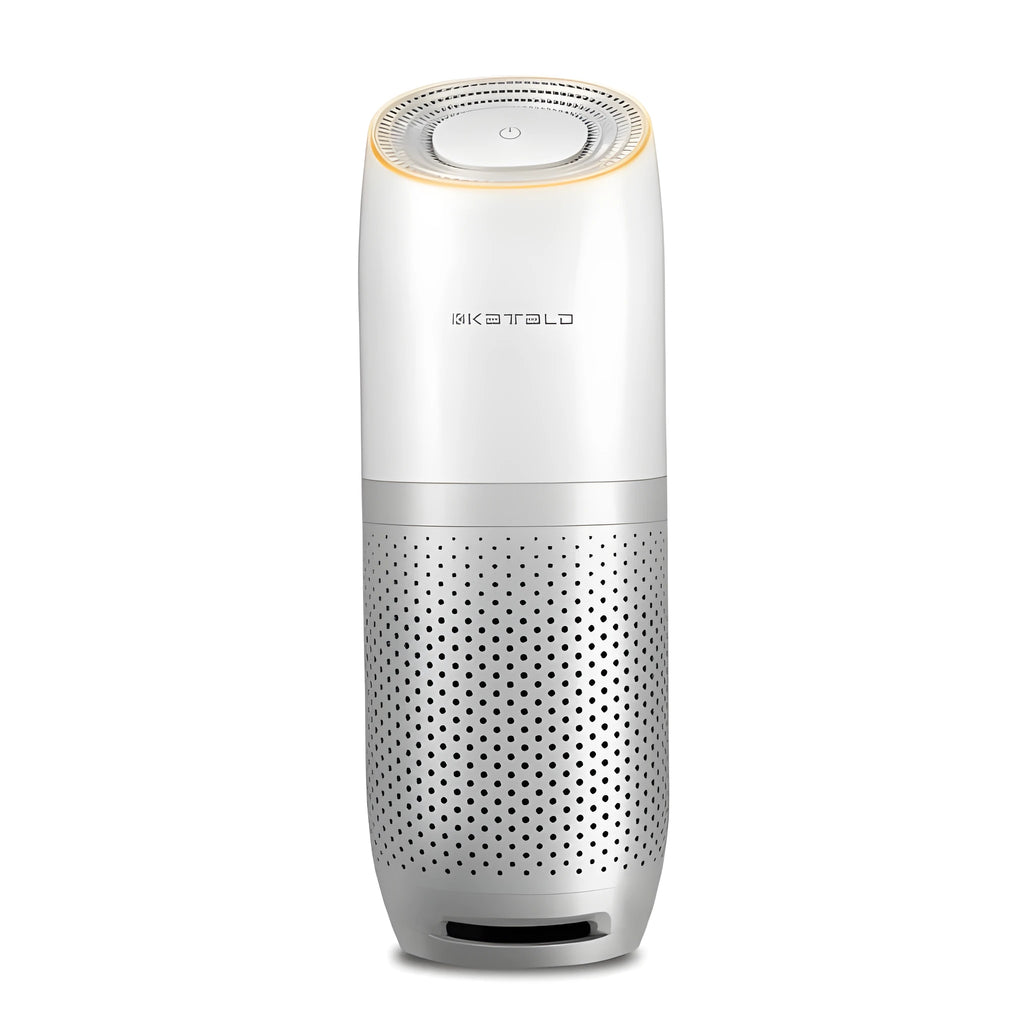 White car air purifier KQ-20 with HEPA and activated carbon filters, USB powered, cup holder design
