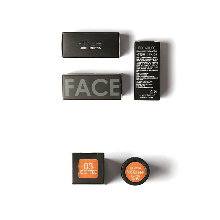 A compact face makeup palette open to show four pressed powder shades for contouring and highlighting.