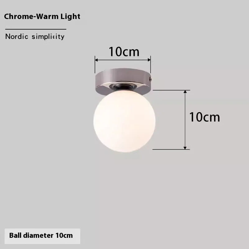 Nordic round spherical wall lamp with copper black silver or white base in 10cm to 20cm sizes