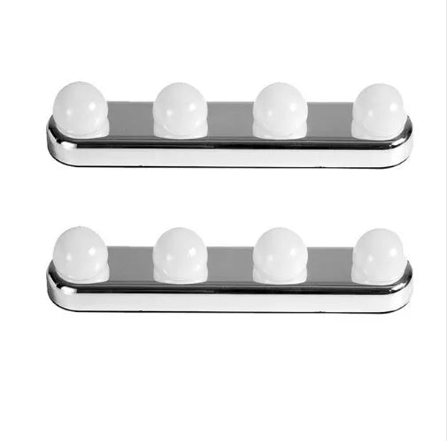 Four-bulb round LED mirror headlight with suction cups for indoor use, 68x312x68mm ABS construction