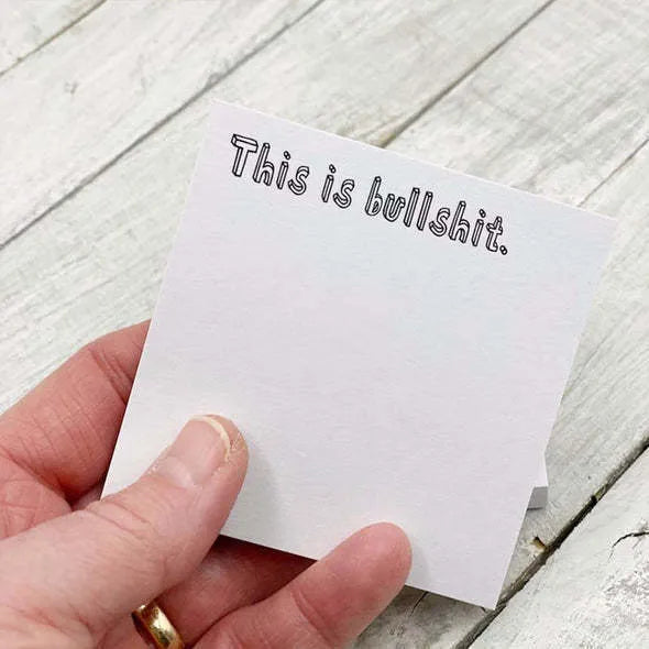 Square 75mm sticky notes with novelty British English cover designs including Fuck Sticky Notes