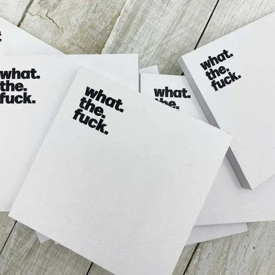 Square 75mm sticky notes with novelty British English cover designs including Fuck Sticky Notes