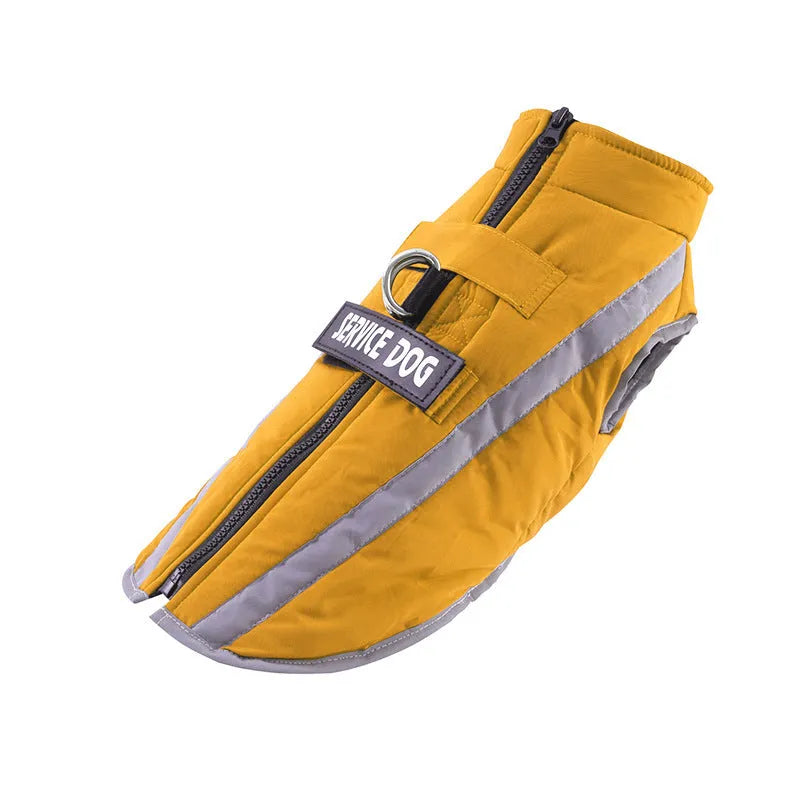 Waterproof dog raincoat with reflective strips and polar fleece lining, available in beige, blue, red, rose red, yellow, sizes S to 3XL