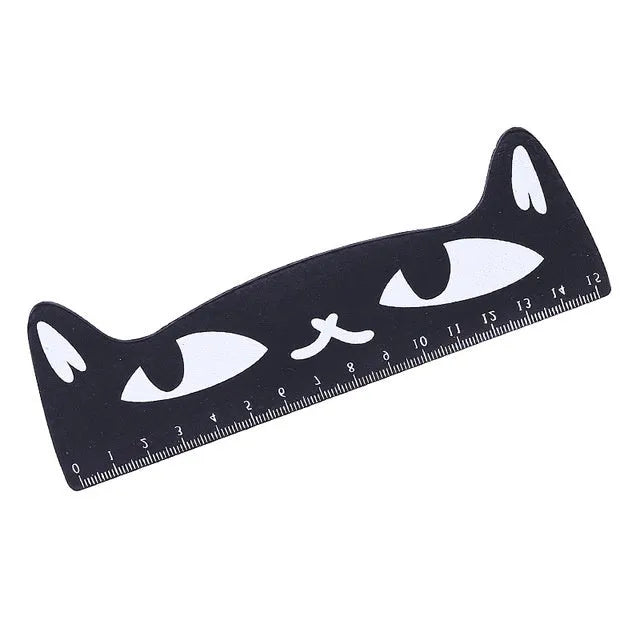 Kawaii cat wooden ruler 15cm in candy colour, available in black blue pink white, single OPP bag stationery