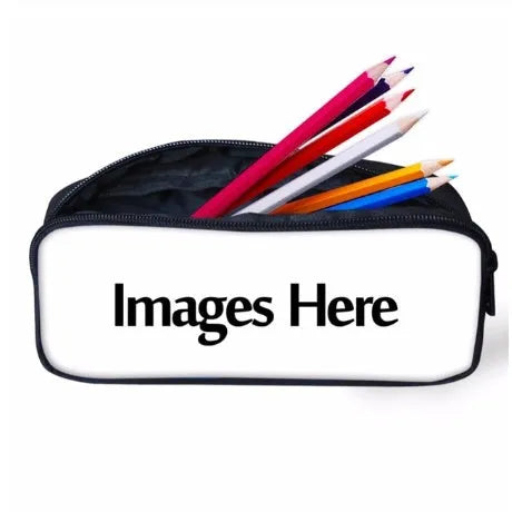 Customised pattern pencil case, polyester stationery bag, 10 x 21 x 4cm, with zipper and large opening