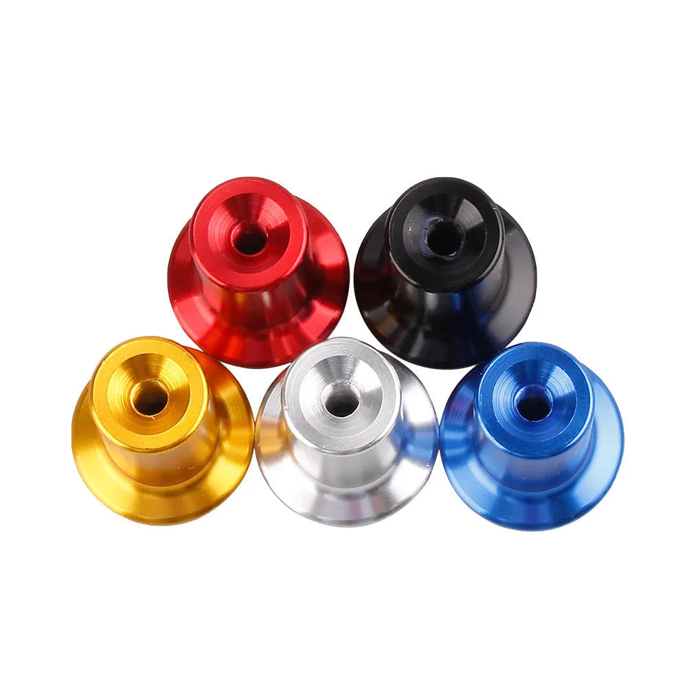 Aluminium handbrake release button cap for car modification in gold, silver, black, blue or red