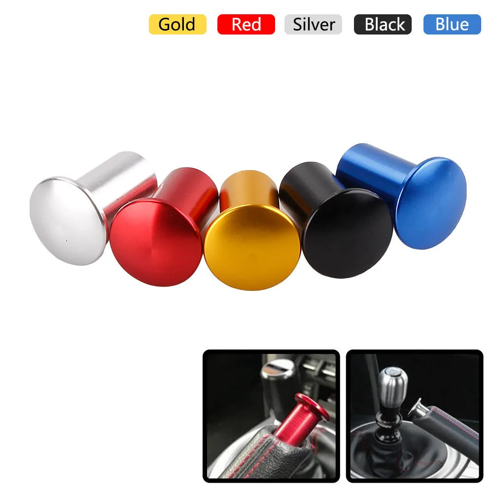Aluminium handbrake release button cap for car modification in gold, silver, black, blue or red
